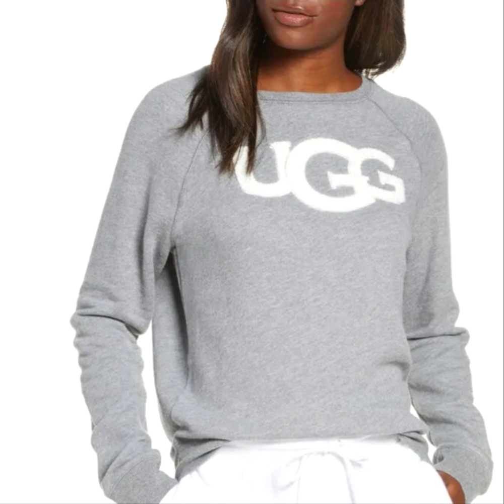 Ugg Fuzzy Logo Crewneck gray XS